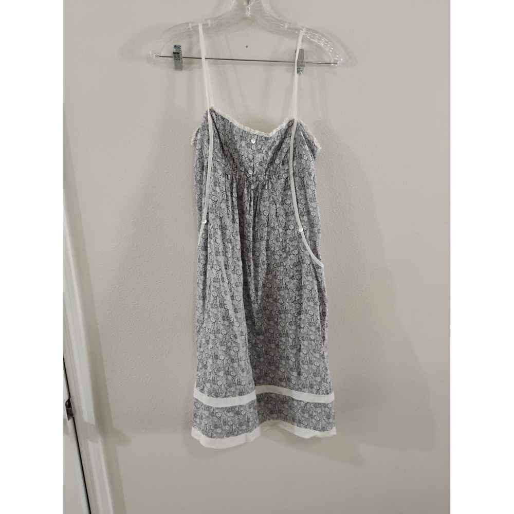 To The Max Blue White Floral Smocked Back Sundress with Pockets Small